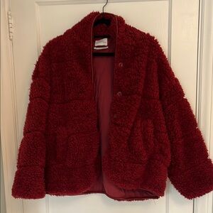 Urban Outfitters Red Teddy Jacket